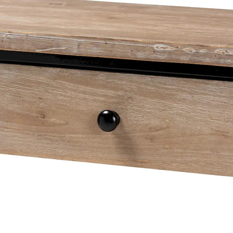 Consolle moderna industriale con 2 cassetti, legno marrone naturale e metallo nero