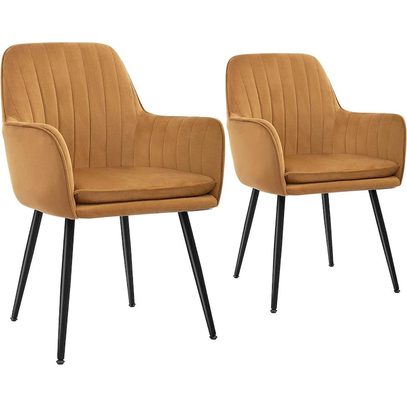 Set di 2 Poltrone Moderne in Velluto, Schienale Trapuntato a Rombo, Marroni