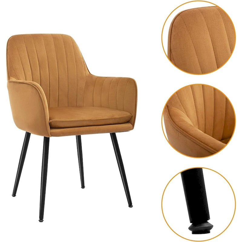 Set di 2 Poltrone Moderne in Velluto, Schienale Trapuntato a Rombo, Marroni