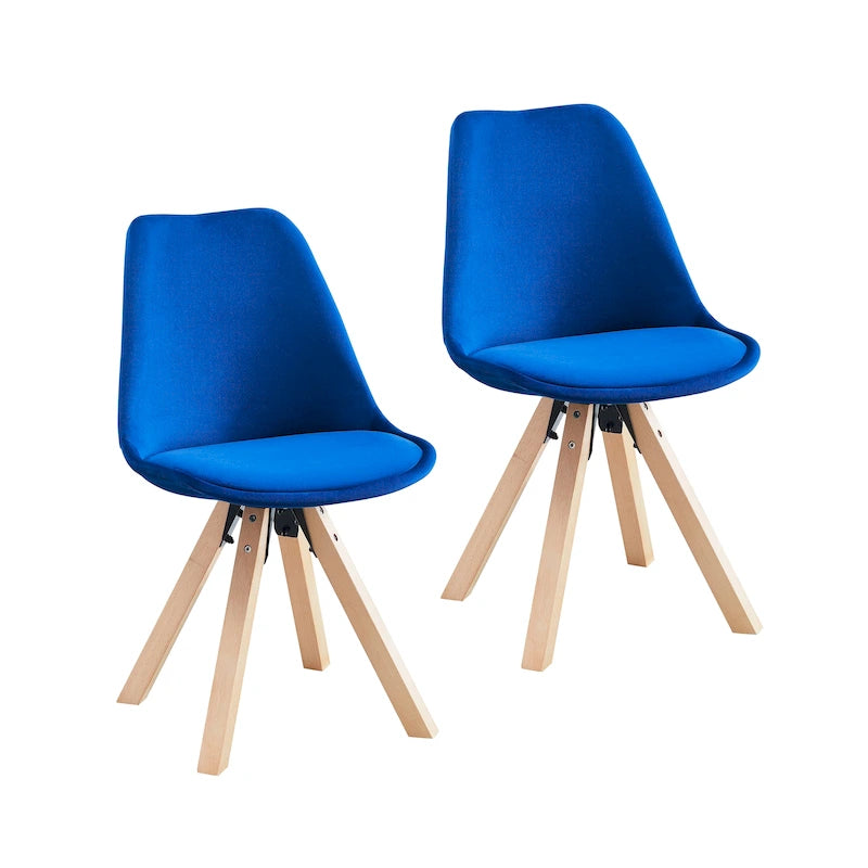 Sedie da Pranzo in Velluto Set da 2 con Gambe in Legno di Faggio