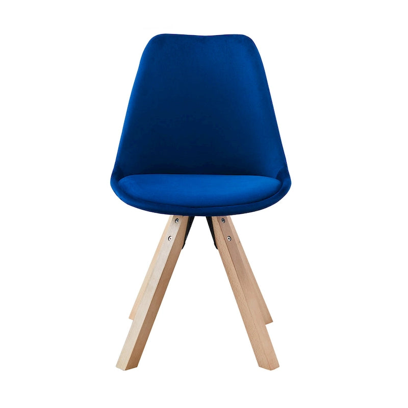 Sedie da Pranzo in Velluto Set da 2 con Gambe in Legno di Faggio