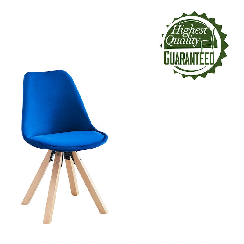 Sedie da Pranzo in Velluto Set da 2 con Gambe in Legno di Faggio