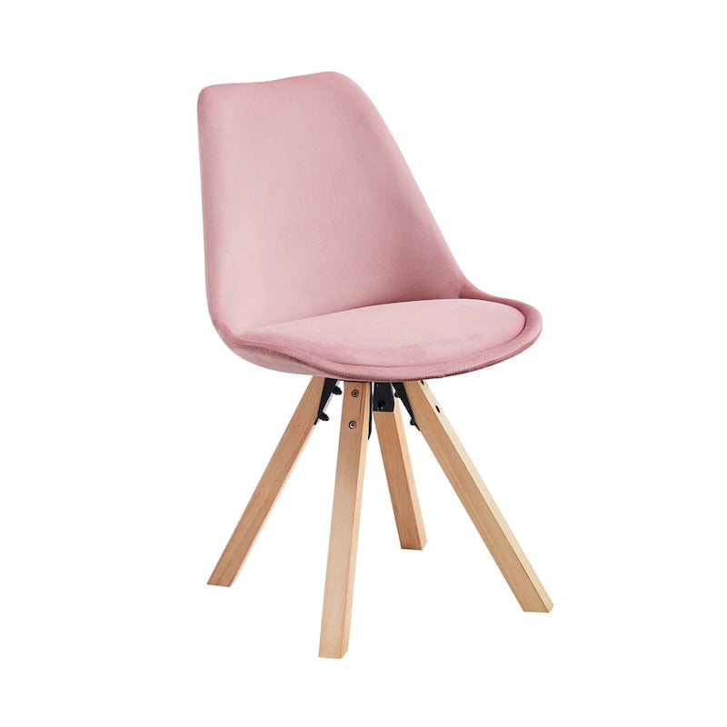 Sedie da Pranzo in Velluto Set da 2 con Gambe in Legno di Faggio