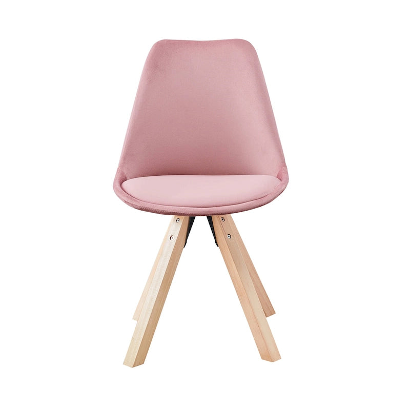 Sedie da Pranzo in Velluto Set da 2 con Gambe in Legno di Faggio