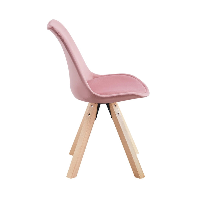 Sedie da Pranzo in Velluto Set da 2 con Gambe in Legno di Faggio