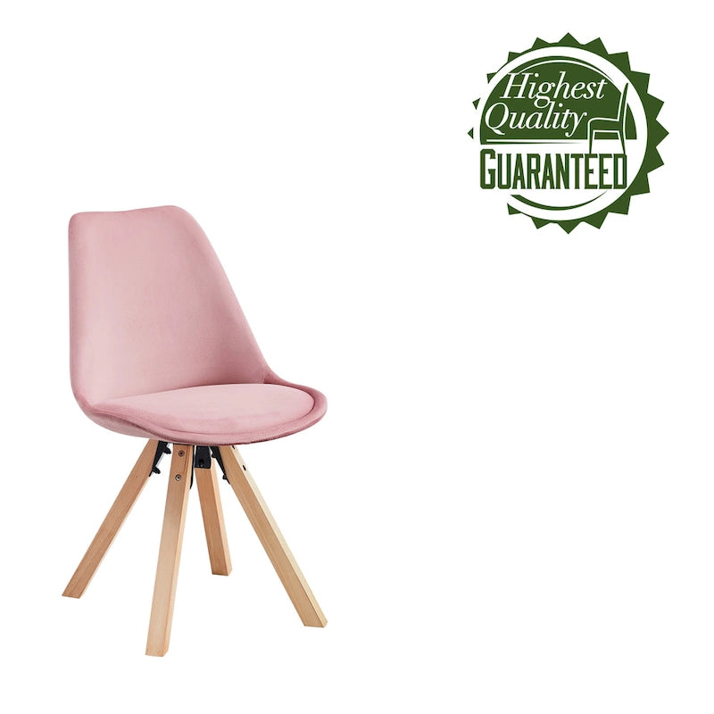 Sedie da Pranzo in Velluto Set da 2 con Gambe in Legno di Faggio