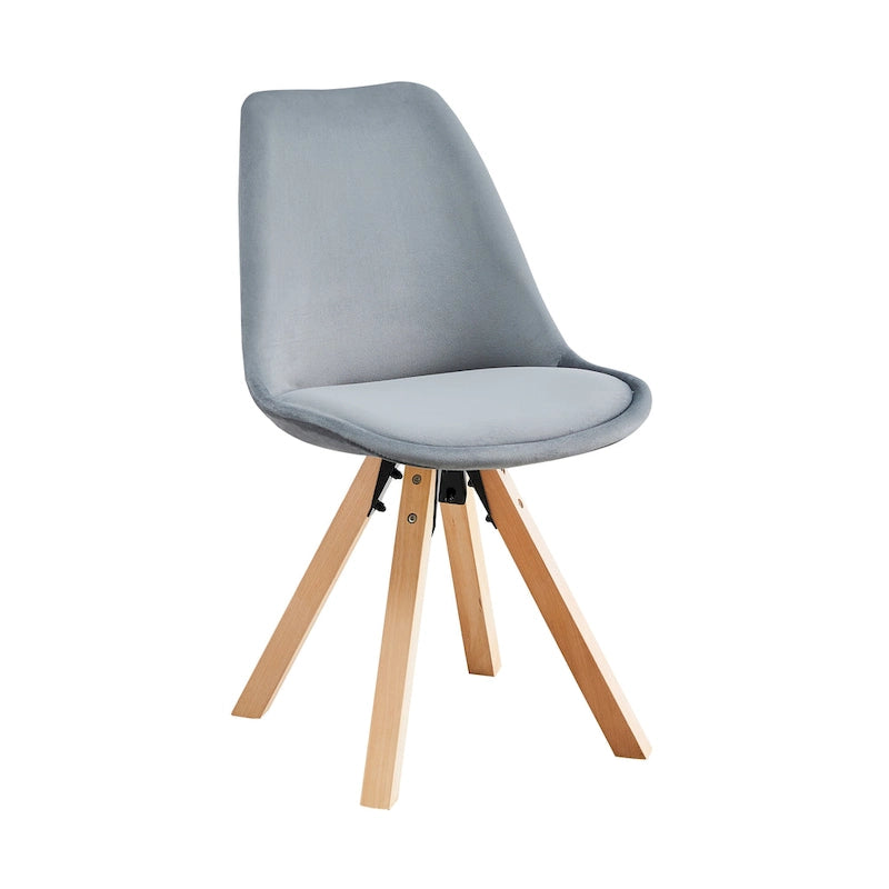 Sedie da Pranzo in Velluto Set da 2 con Gambe in Legno di Faggio