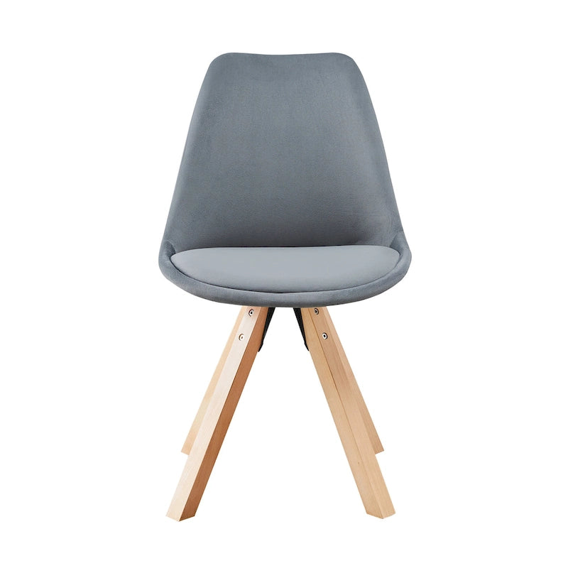 Sedie da Pranzo in Velluto Set da 2 con Gambe in Legno di Faggio