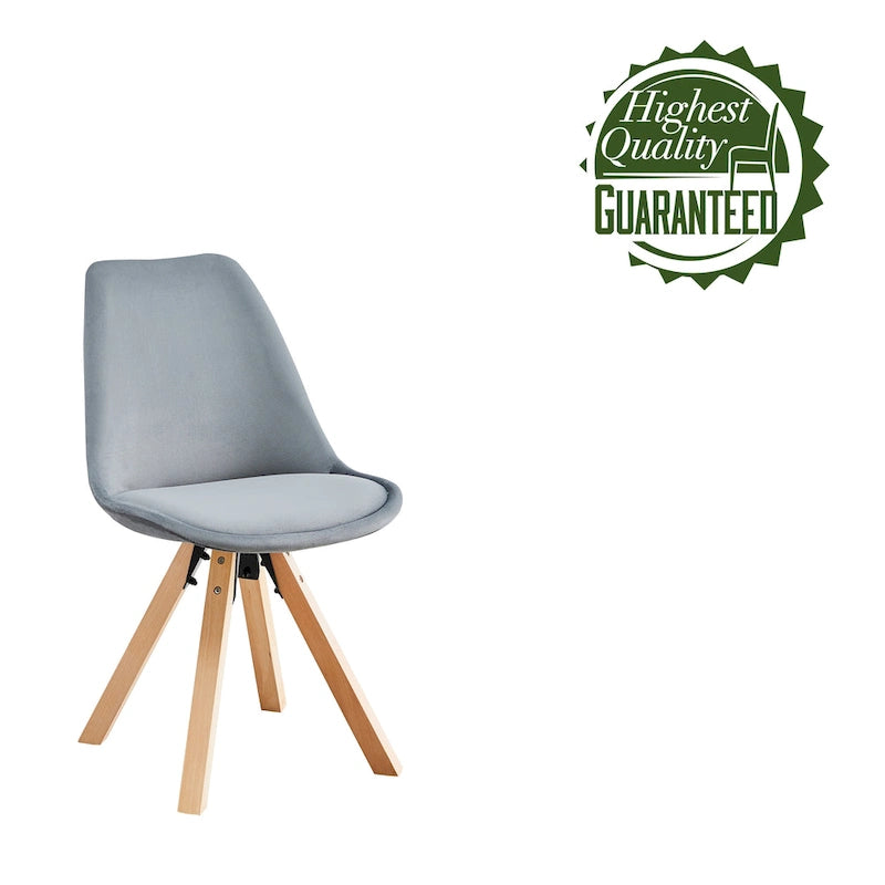 Sedie da Pranzo in Velluto Set da 2 con Gambe in Legno di Faggio