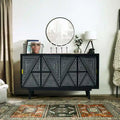 Credenza/Buffet Mid-Century Modern in Legno Massello a 2 Ante, Motivo Geometrico