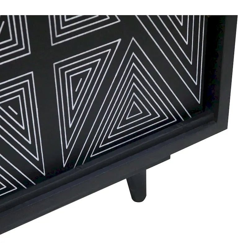 Credenza/Buffet Mid-Century Modern in Legno Massello a 2 Ante, Motivo Geometrico