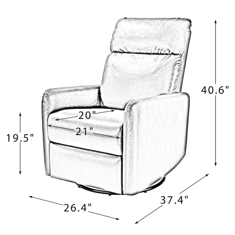 Poltrona reclinabile girevole manuale Lyle con base in metallo
