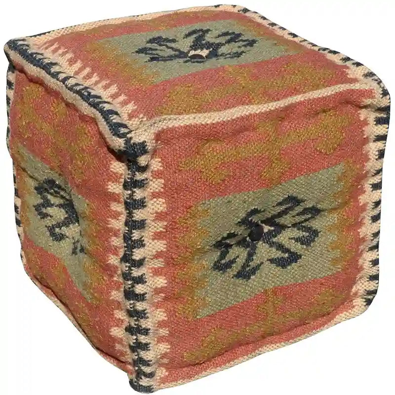 Pouf kilim in lana e iuta fatto a mano HERAT ORIENTAL