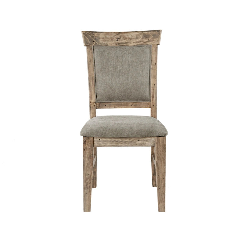 Set di 2 sedie da pranzo imbottite rustiche con legno anticato a mano