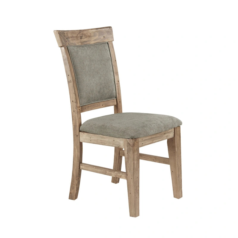 Set di 2 sedie da pranzo imbottite rustiche con legno anticato a mano