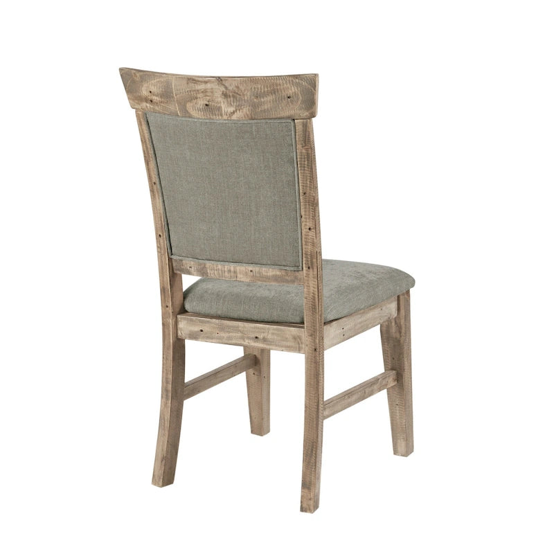 Set di 2 sedie da pranzo imbottite rustiche con legno anticato a mano