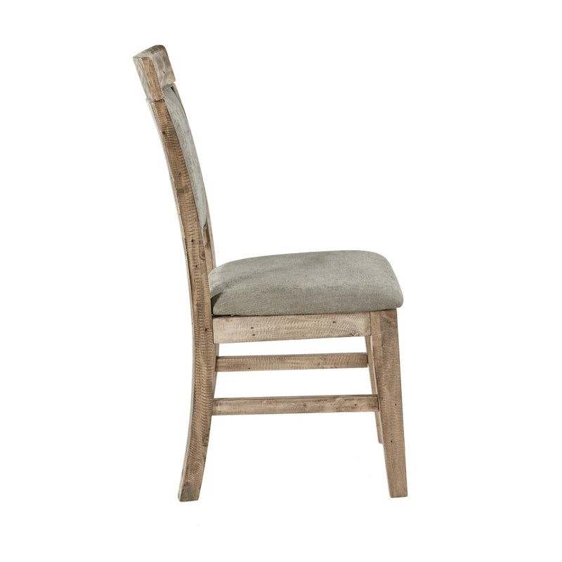 Set di 2 sedie da pranzo imbottite rustiche con legno anticato a mano
