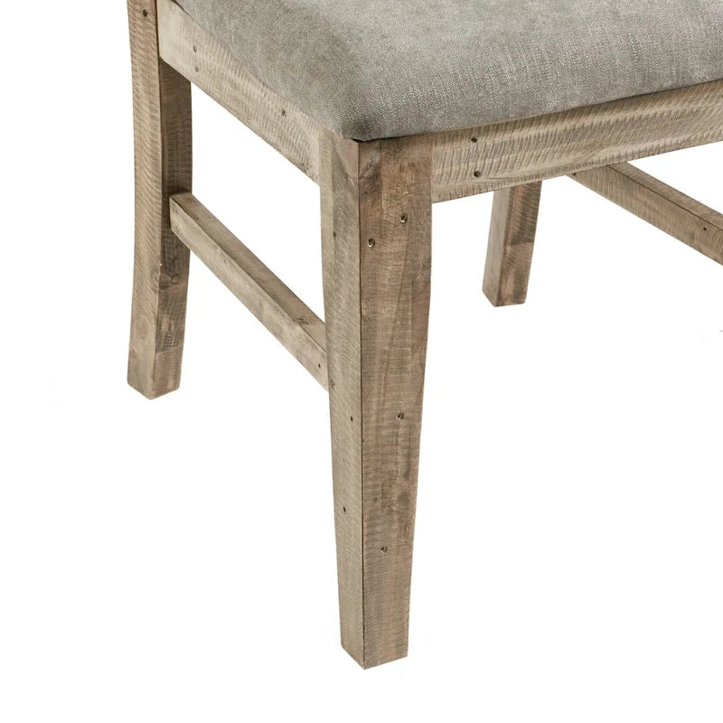 Set di 2 sedie da pranzo imbottite rustiche con legno anticato a mano