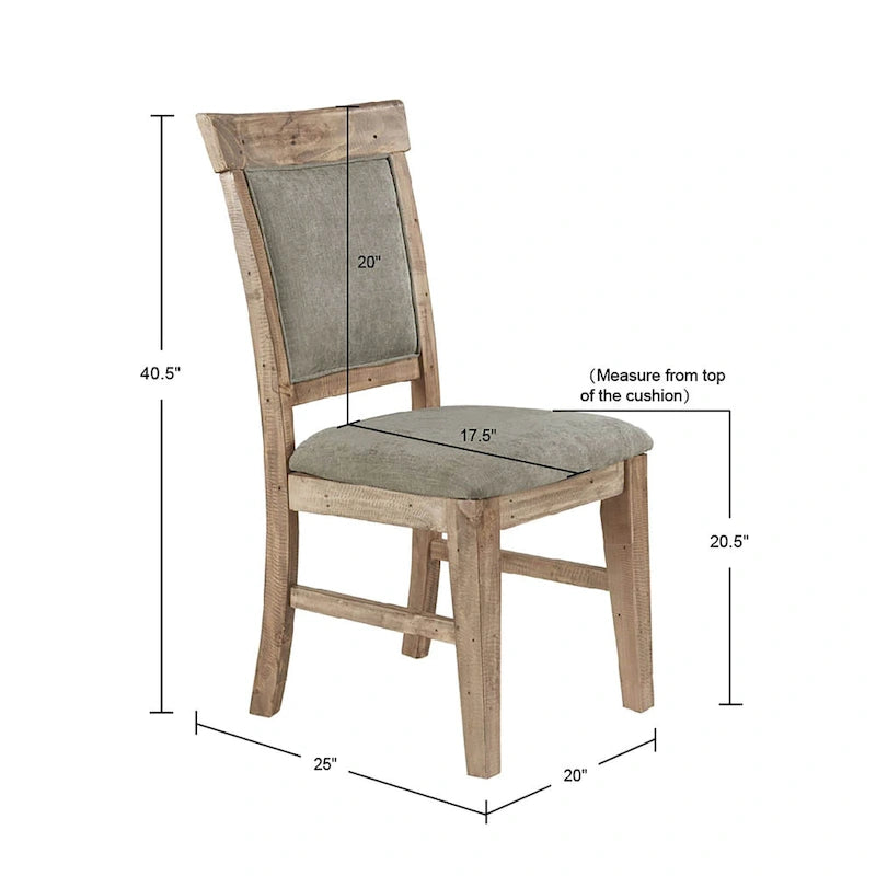 Set di 2 sedie da pranzo imbottite rustiche con legno anticato a mano