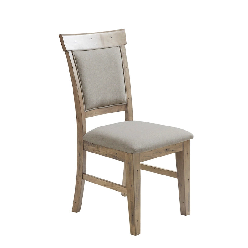 Set di 2 sedie da pranzo imbottite rustiche con legno anticato a mano