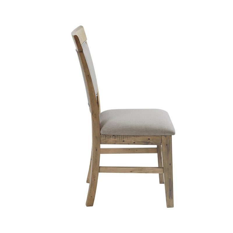 Set di 2 sedie da pranzo imbottite rustiche con legno anticato a mano