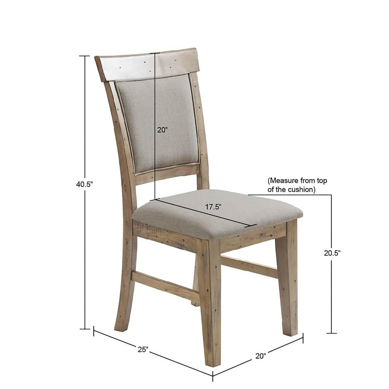 Set di 2 sedie da pranzo imbottite rustiche con legno anticato a mano