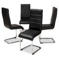 Set di 4 sedie da pranzo in similpelle Mid-Century Modern, gambe cromate