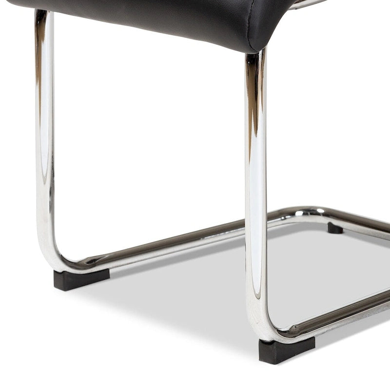 Set di 4 sedie da pranzo in similpelle Mid-Century Modern, gambe cromate