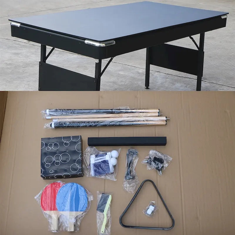 65.7 Tavoli da Gioco Portatili 3-in-1, Biliardo, Ping Pong, Piano del Tavolo per la Casa - N/A