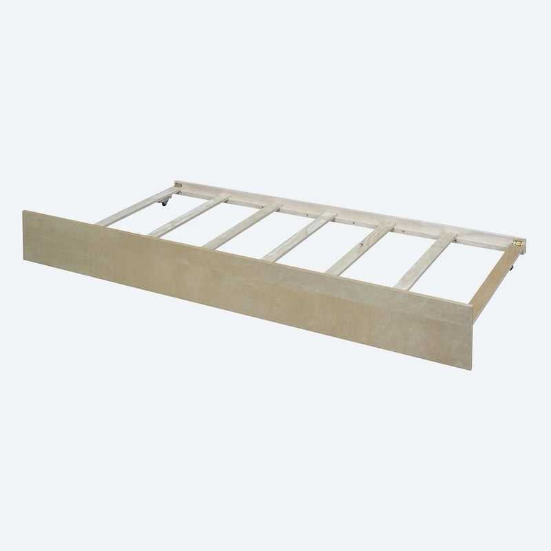 Letto a giorno in legno di dimensioni singole con letto estraibile e sponde di protezione a staccionata
