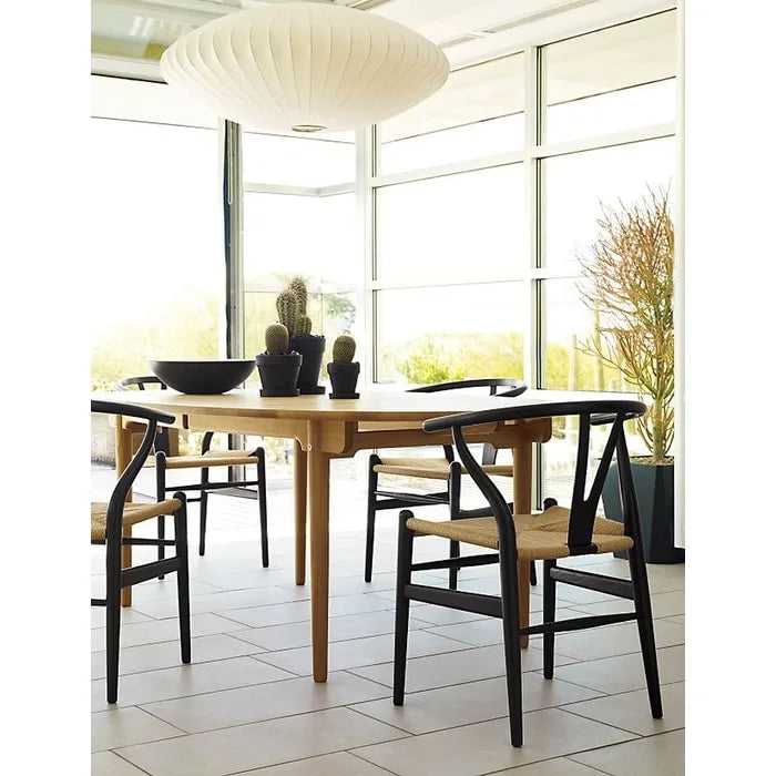 Set di 2 sedie da pranzo moderne in legno con schienale a Y, braccioli e sedile in canapa, per casa, ristorante, ufficio