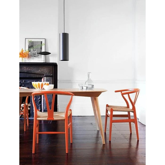Set di 2 sedie da pranzo moderne in legno con schienale a Y, braccioli e sedile in canapa, per casa, ristorante, ufficio