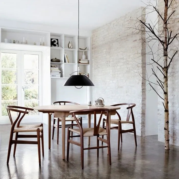 Set di 2 sedie da pranzo moderne in legno con schienale a Y, braccioli e sedile in canapa, per casa, ristorante, ufficio