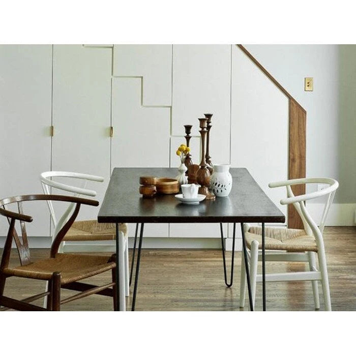 Set di 2 sedie da pranzo moderne in legno con schienale a Y, braccioli e sedile in canapa, per casa, ristorante, ufficio