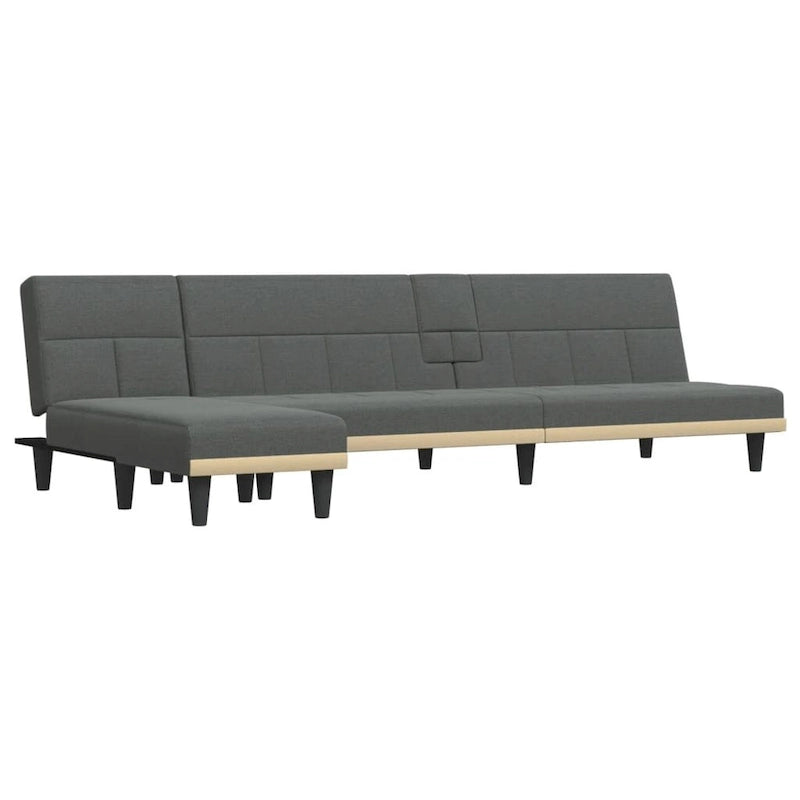 Divano letto a L, grigio scuro, 255x140x70 cm, in tessuto