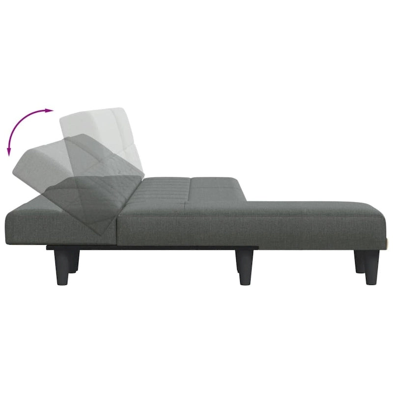 Divano letto a L, grigio scuro, 255x140x70 cm, in tessuto
