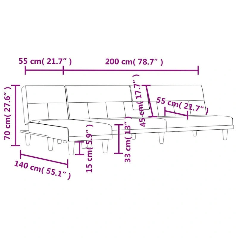 Divano letto a L, grigio scuro, 255x140x70 cm, in tessuto