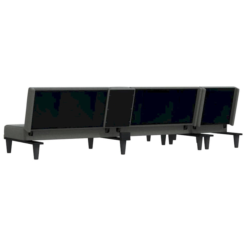 Divano letto a L, grigio scuro, 255x140x70 cm, in tessuto