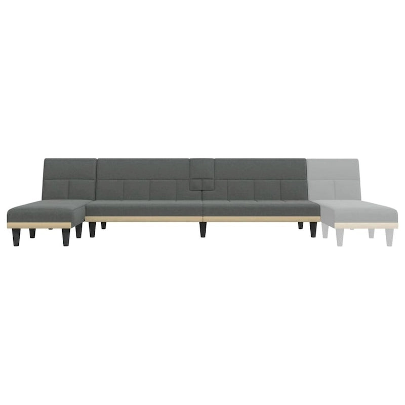 Divano letto a L, grigio scuro, 255x140x70 cm, in tessuto