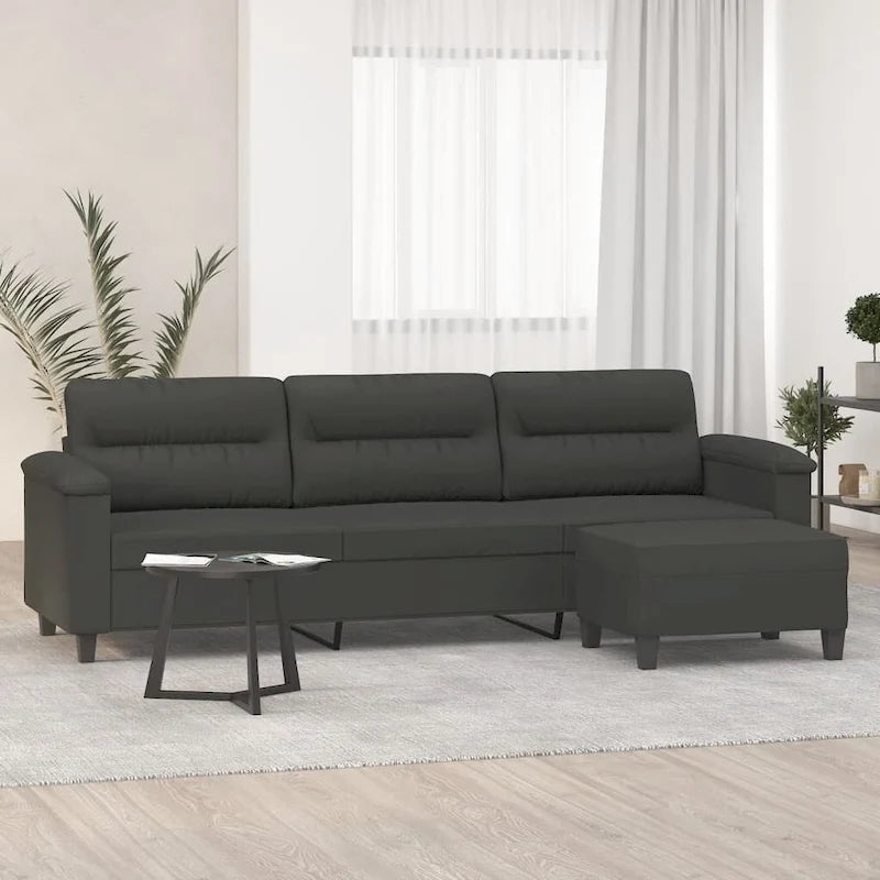 Sedia imbottita moderna Accent con poggiapiedi, tessuto in microfibra