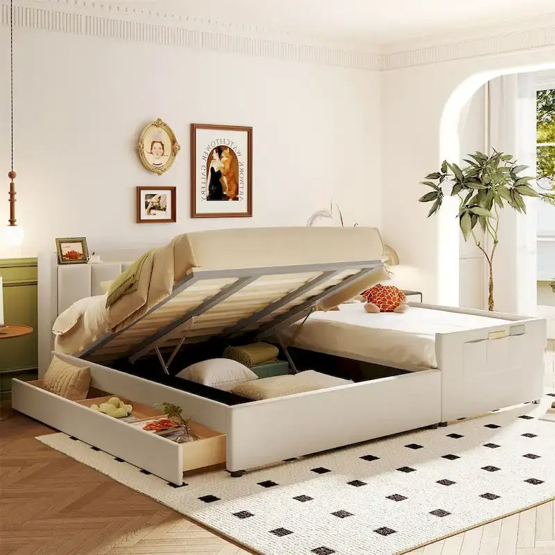 Letto a piattaforma imbottito queen size e twin XL size