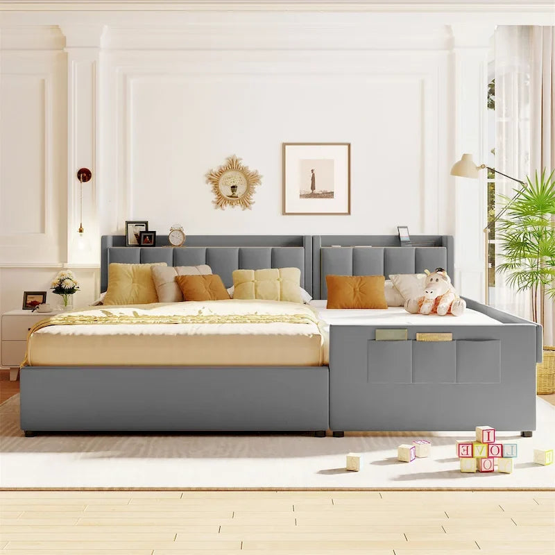 Letto a piattaforma imbottito queen size e twin XL size