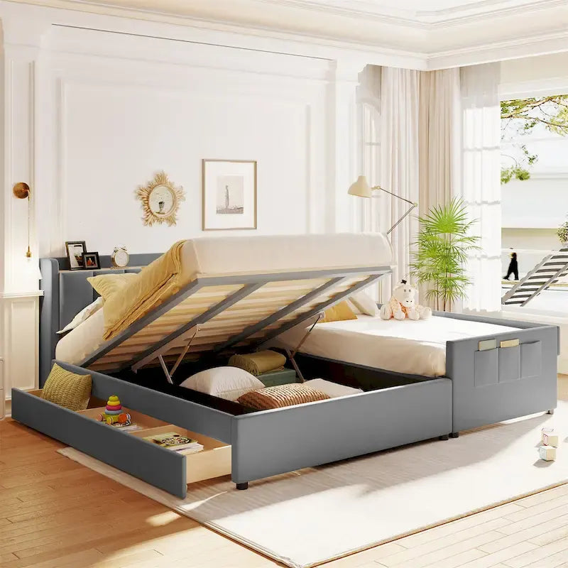 Letto a piattaforma imbottito queen size e twin XL size