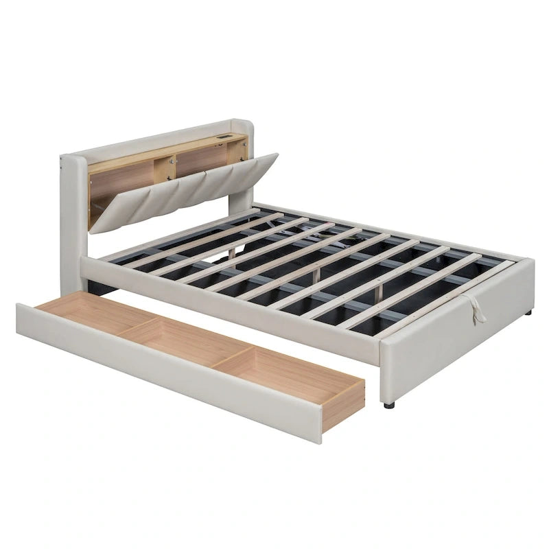 Letto a piattaforma imbottito queen size e twin XL size