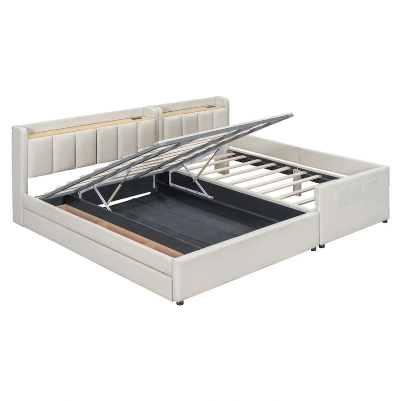 Letto a piattaforma imbottito queen size e twin XL size