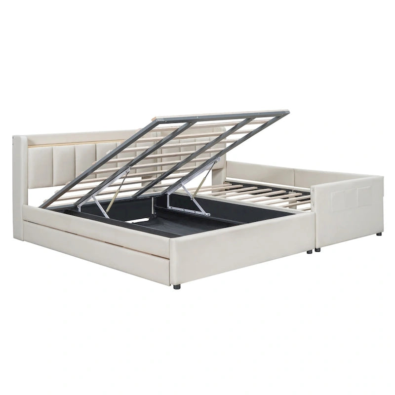 Letto a piattaforma imbottito queen size e twin XL size
