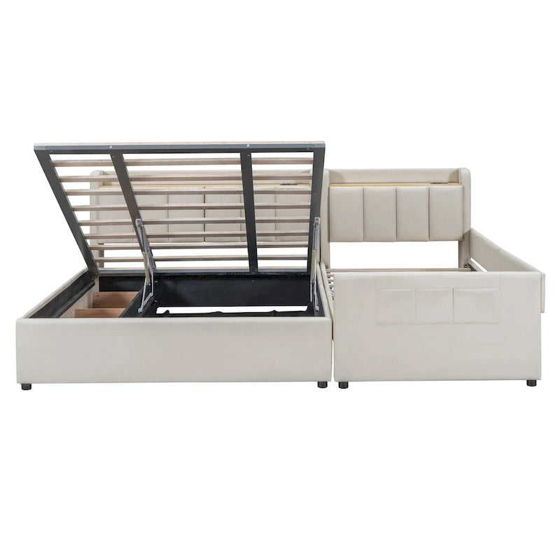 Letto a piattaforma imbottito queen size e twin XL size