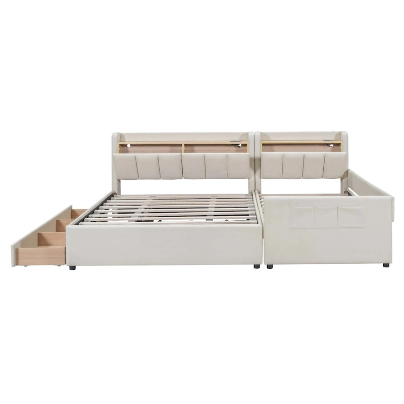 Letto a piattaforma imbottito queen size e twin XL size
