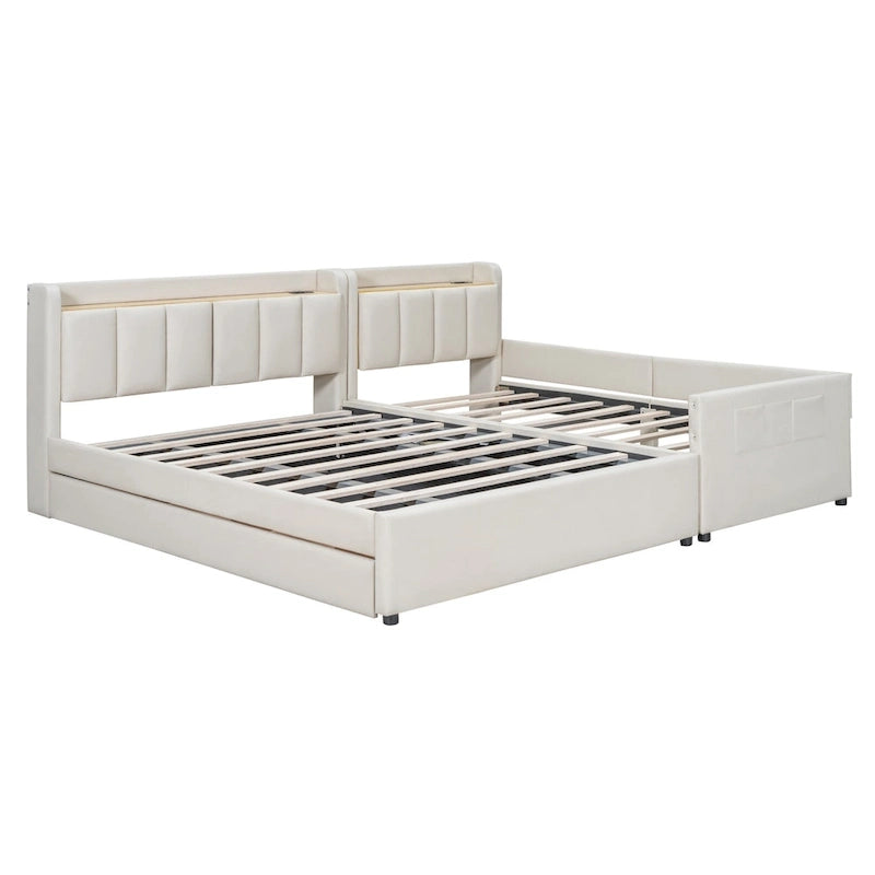 Letto a piattaforma imbottito queen size e twin XL size