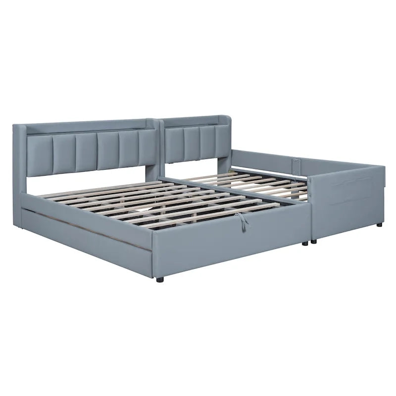 Letto a piattaforma imbottito queen size e twin XL size